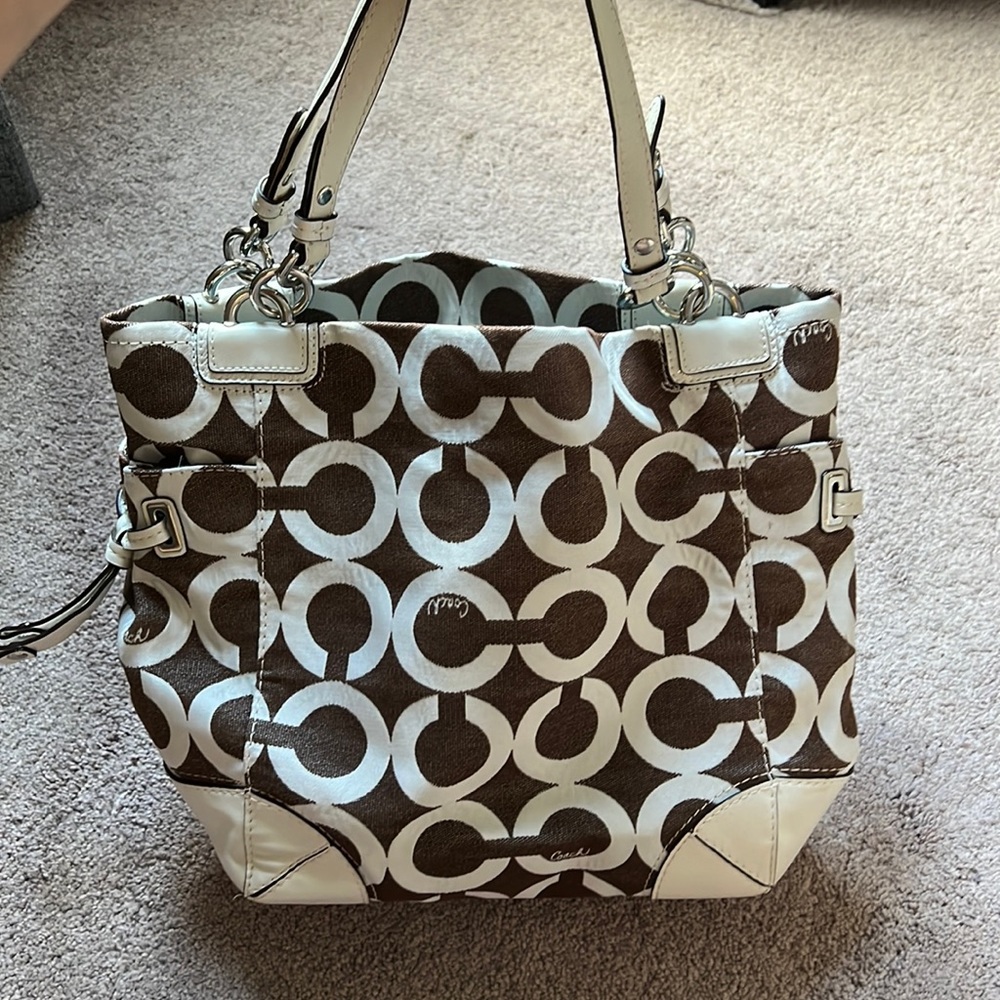 Beige Signature Coach Tote